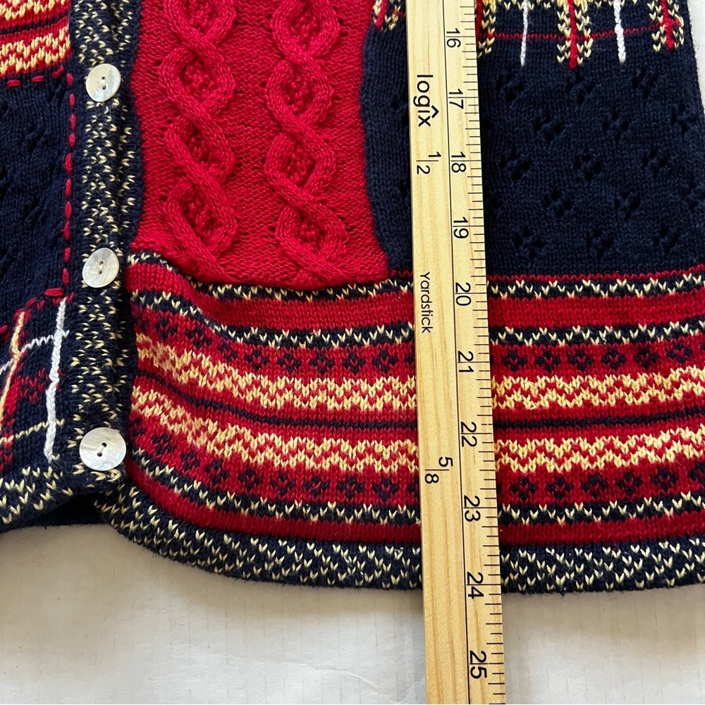 Vintage Hand Embroidered Patchwork Knit Sweater Vest Colorblock Cottagecore S/P - Picture 16 of 16